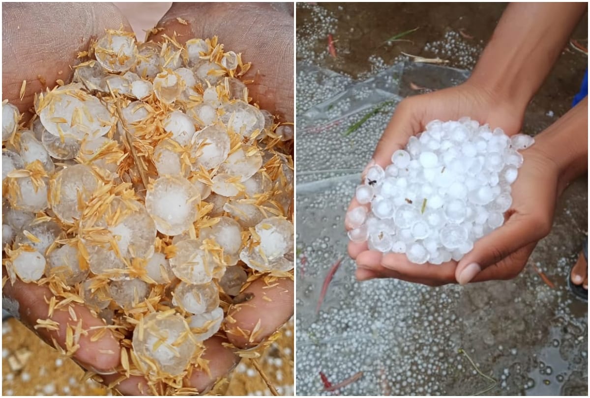 Weather increased difficulties in sonebhadra Hailstorm fell for 7 minutes with rain damage to crops farmers are worried