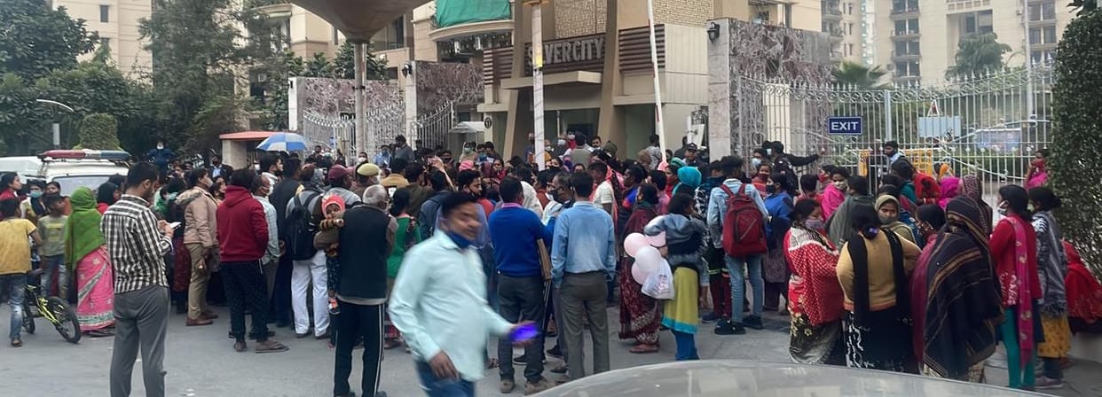 Ruckus of 300 domestic helpers outside the society