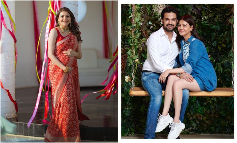 Actress Kajal Aggrawal shares pictures of her in red saree caption picture as mommy training