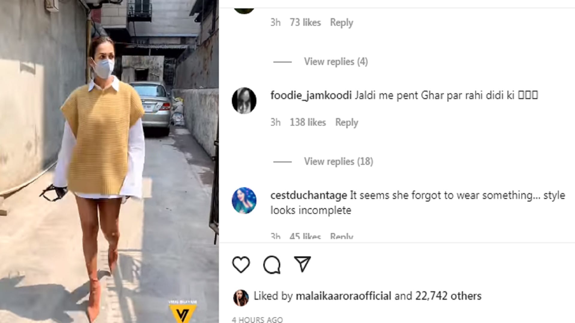 malaika arora ditch pant for oversize sweater and shirt troller get troll