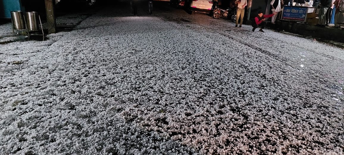 heavy hailstorm with rain