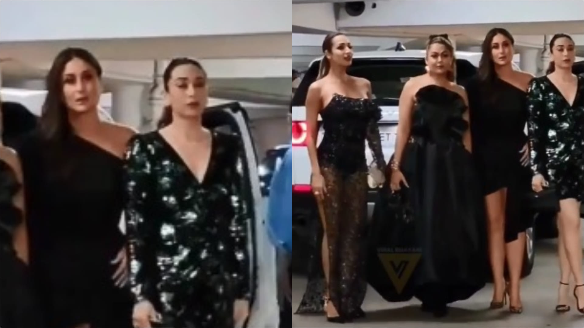 malaika arora kareena kapoor karisma kapoor amrita arora gorgeous all black outfit for farhan akhtar shibani dandekar party