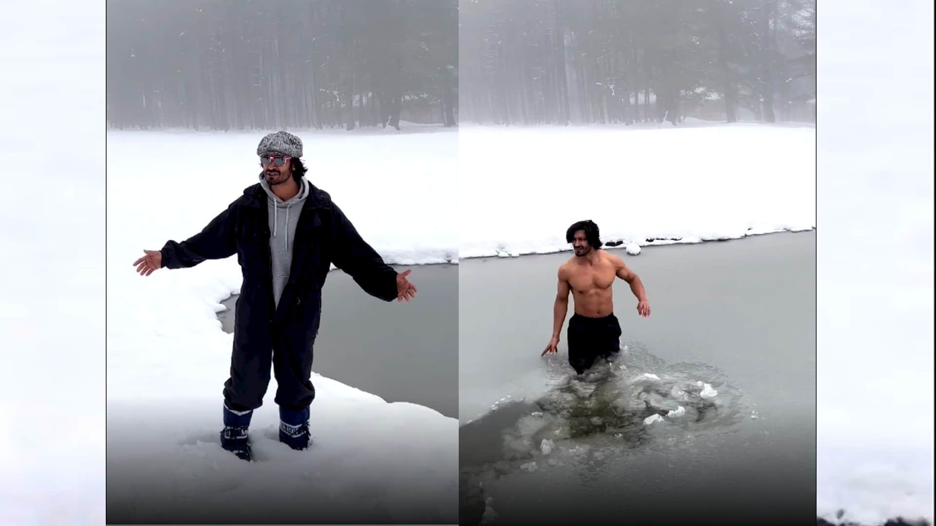 vidyut jammwal taking a dip in the frozen lake in kashmir fans were shocked to see him