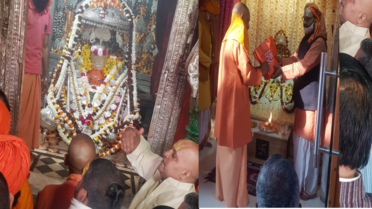 Uttar Pradesh Chief Minister Yogi Adityanath offers prayers to Ram Lalla at Ram Janmabhoomi site in Ayodhya