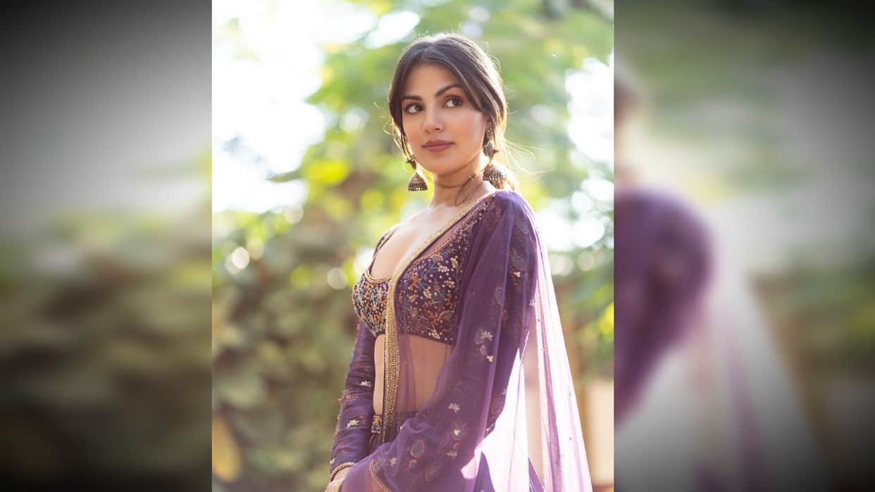 Rhea Chakraborty shares latest beautiful pictures in purple lehenga