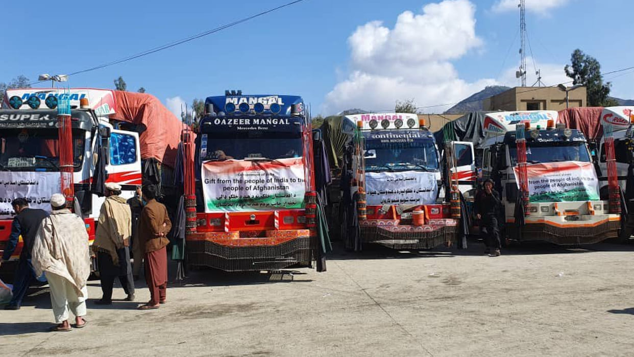 2500 MT of wheat assistance reached Jalalabad 50 trucks dispatched from ICP Attari traveled through Pakistan to Afghanistan