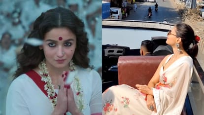 Alia Bhatt was spotted in the open bus on the streets of Mumbai for Gangubai Kathiawadi film promotion video viral