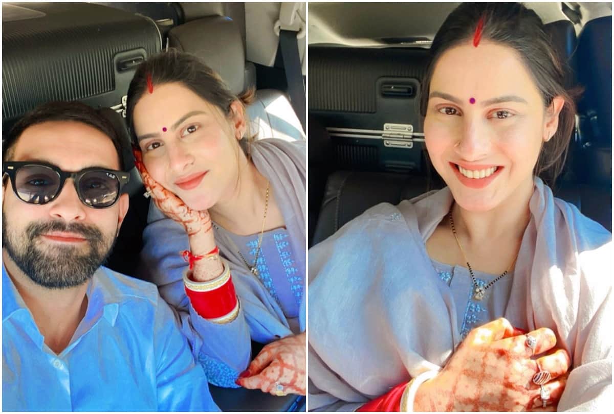 Vikrant Sheetal Wedding: Vikrant Massey wife Sheetal Thakur received a warm welcome at her in-laws house shared photos of her grah pravesh