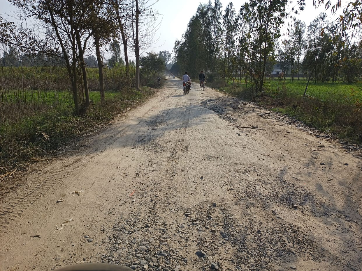 Road being built in front, pits started being made behind