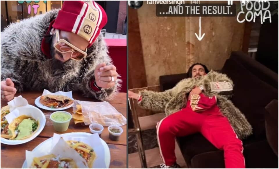 Actor Ranveer Singh enjoys food in New York and shares story of it on social media