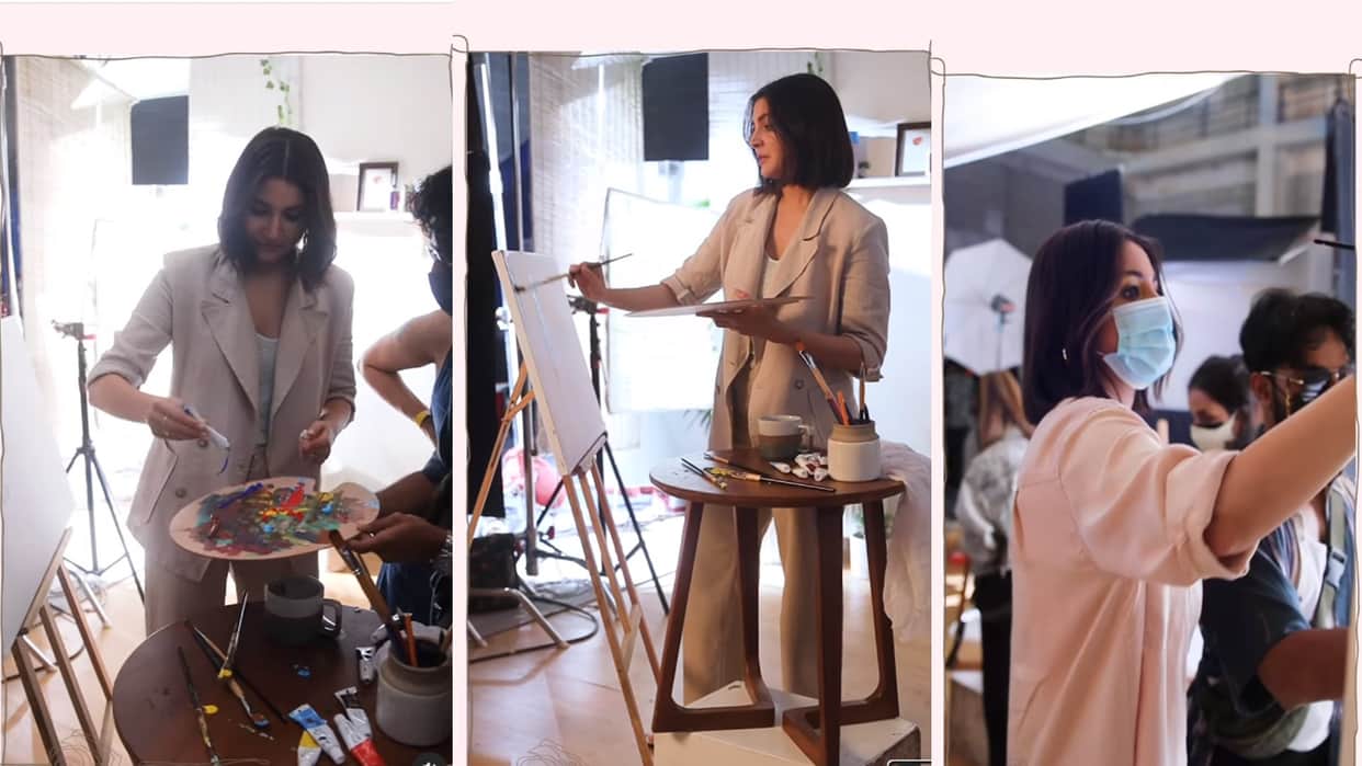 Anushka Sharma unleashes her inner painter on the sets users says Majnu Bhai Got Competition