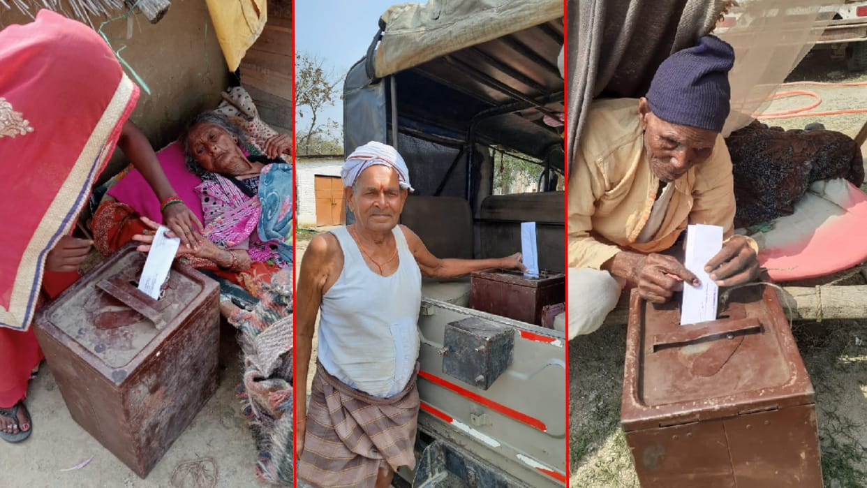 Someone lying on bed and someone went to car and cast vote for UP Election 2022