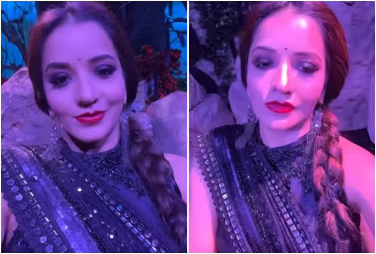 Bhojpuri: Monalisa again became mohana dayan in black saree and long bread fans remembered the old style of the actress