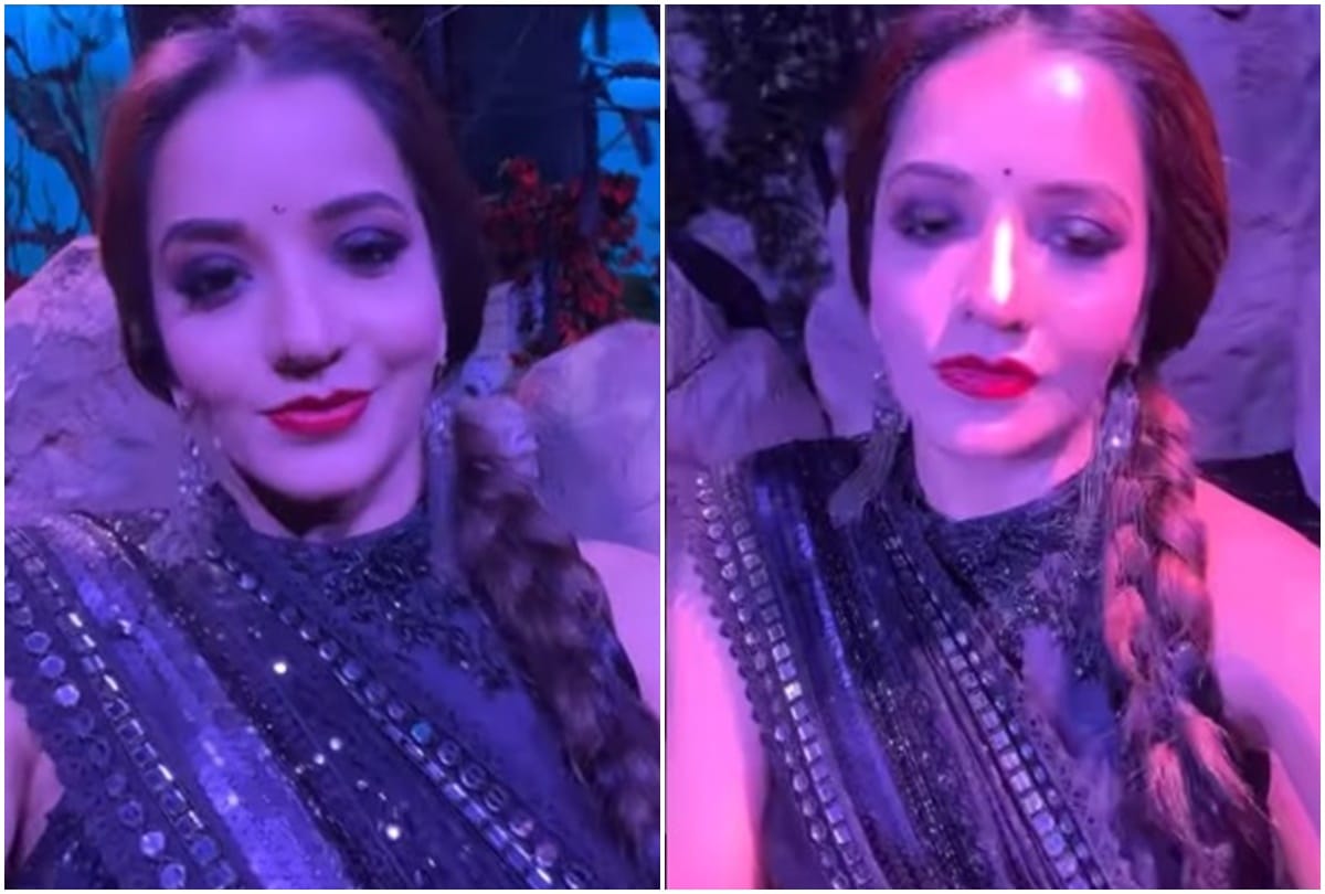 Bhojpuri: Monalisa again became mohana dayan in black saree and long bread fans remembered the old style of the actress