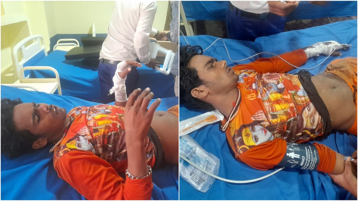 Speeding car and vehicle hit Kanwariyas four seriously injured commotion returning from haridwar