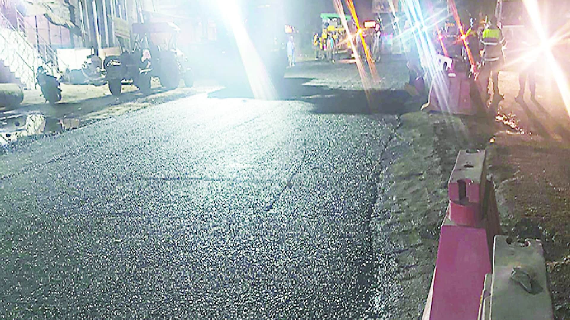 Road constructed at night,, uprooted in the morning, better arrangement in front of the officers, jam in the city as soon as they left