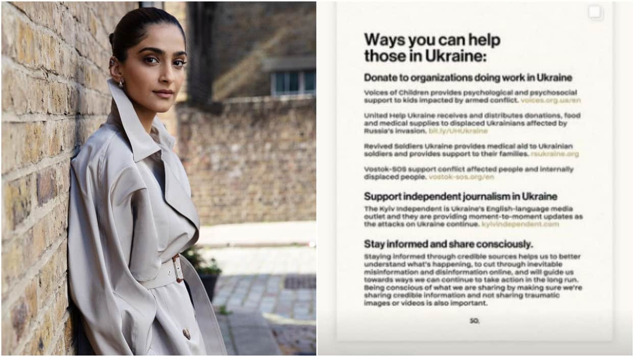 Bollywood Actress Sonam Kapoor reaction on Ukraine Russia War urge to help Ukraine