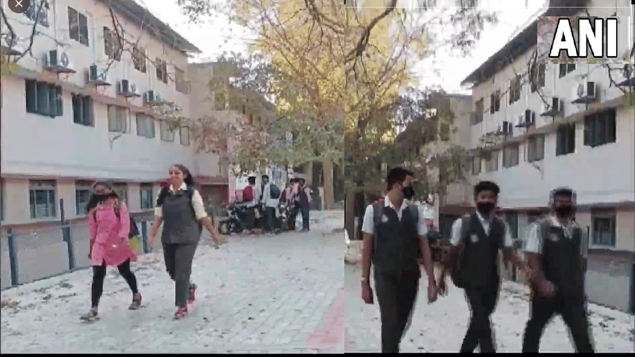 Karnataka Schools Colleges Reopen in Shivamogga city after one week following the murder of Bajrang Dal activist Harsha