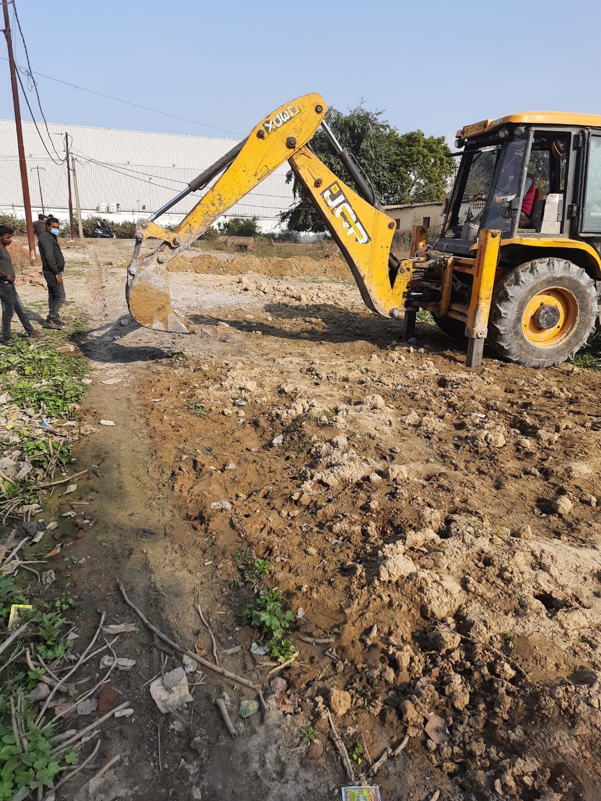 The road built on railway land was excavated with JCB