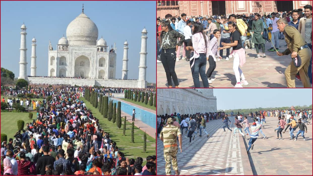 huge crowd of tourists gathered at taj mahal on second day of Shah Jahan Urs
