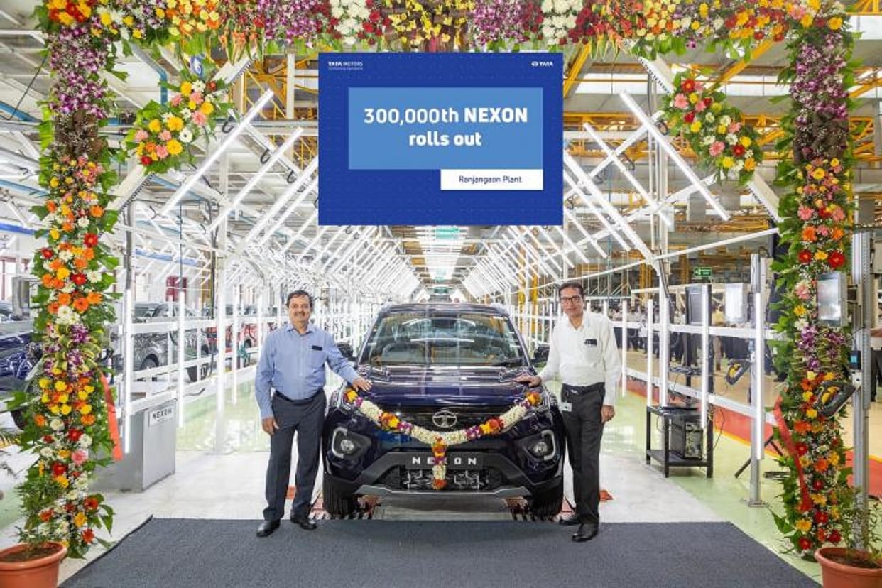 Tata Nexon four new variants Launched Tata Motors rolls out 300000th Tata Nexon from Ranjangaon plant