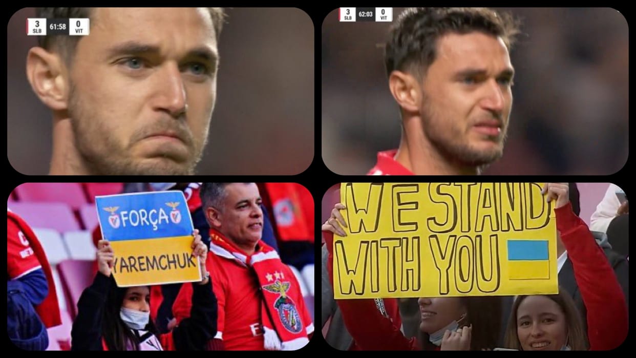 Emotional Video: Ukrainian Striker Roman Yaremchuk Comes As Substitute in Benfica vs Vitoria SC; received standing applause from Fans