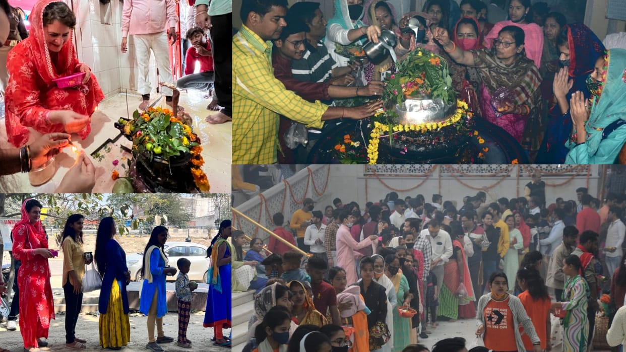 Priyanka Gandhi vadra offers prayer to lord shiva on mahashivratri.