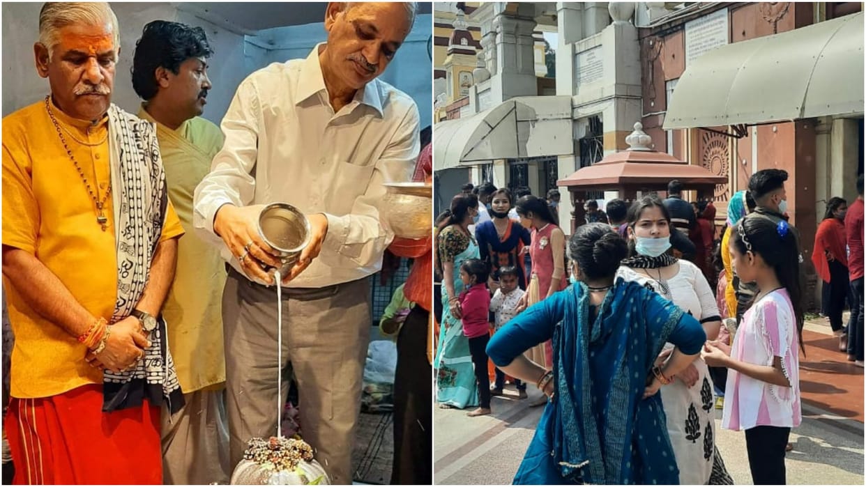 Devotee gathered in temple on the occasion of Mahashivratri