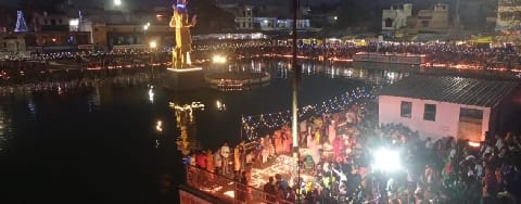 Gokarna shrine lit up with the lamps of faith