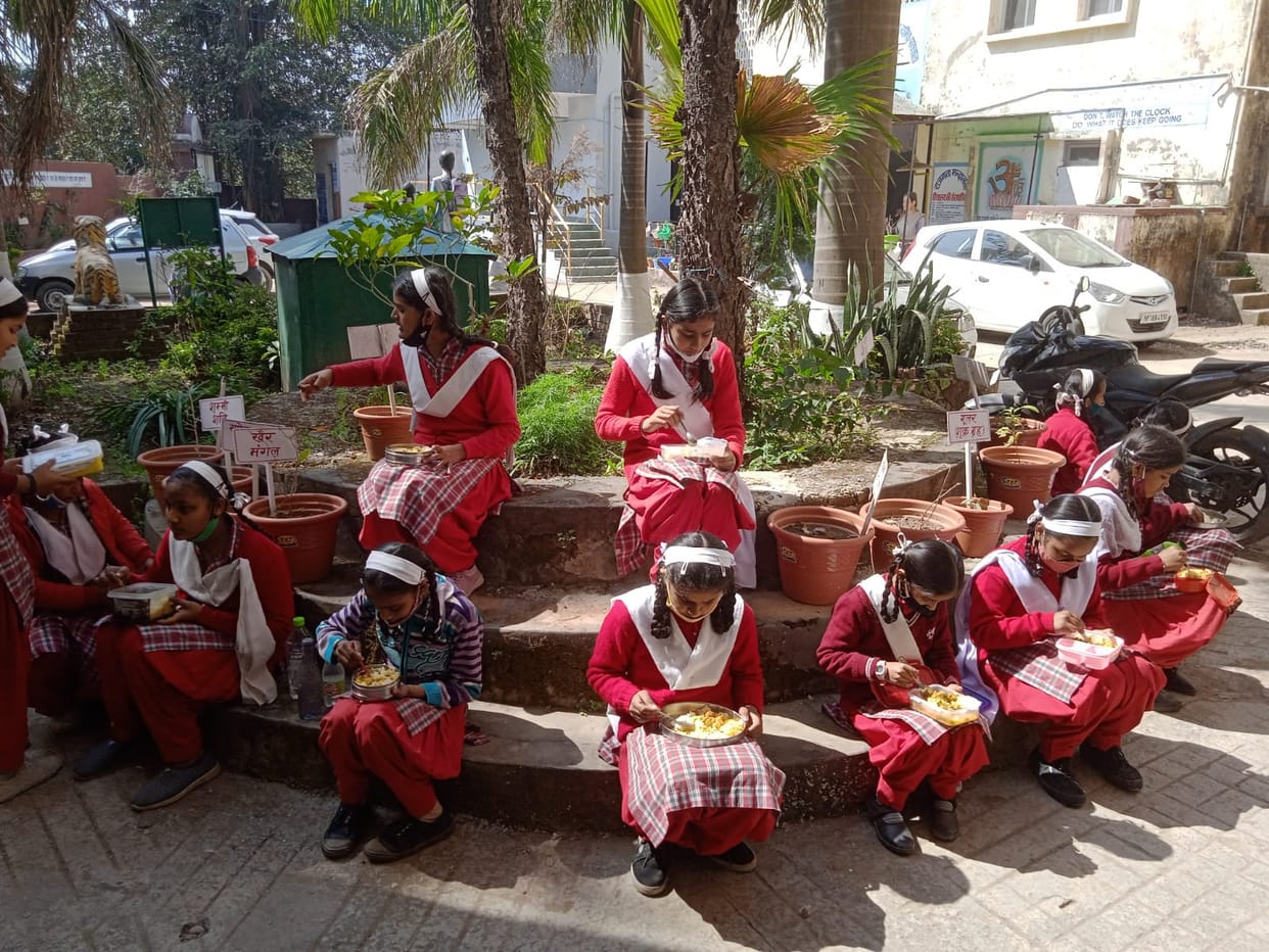 after long time school students eat mid day meal in sirmaur district