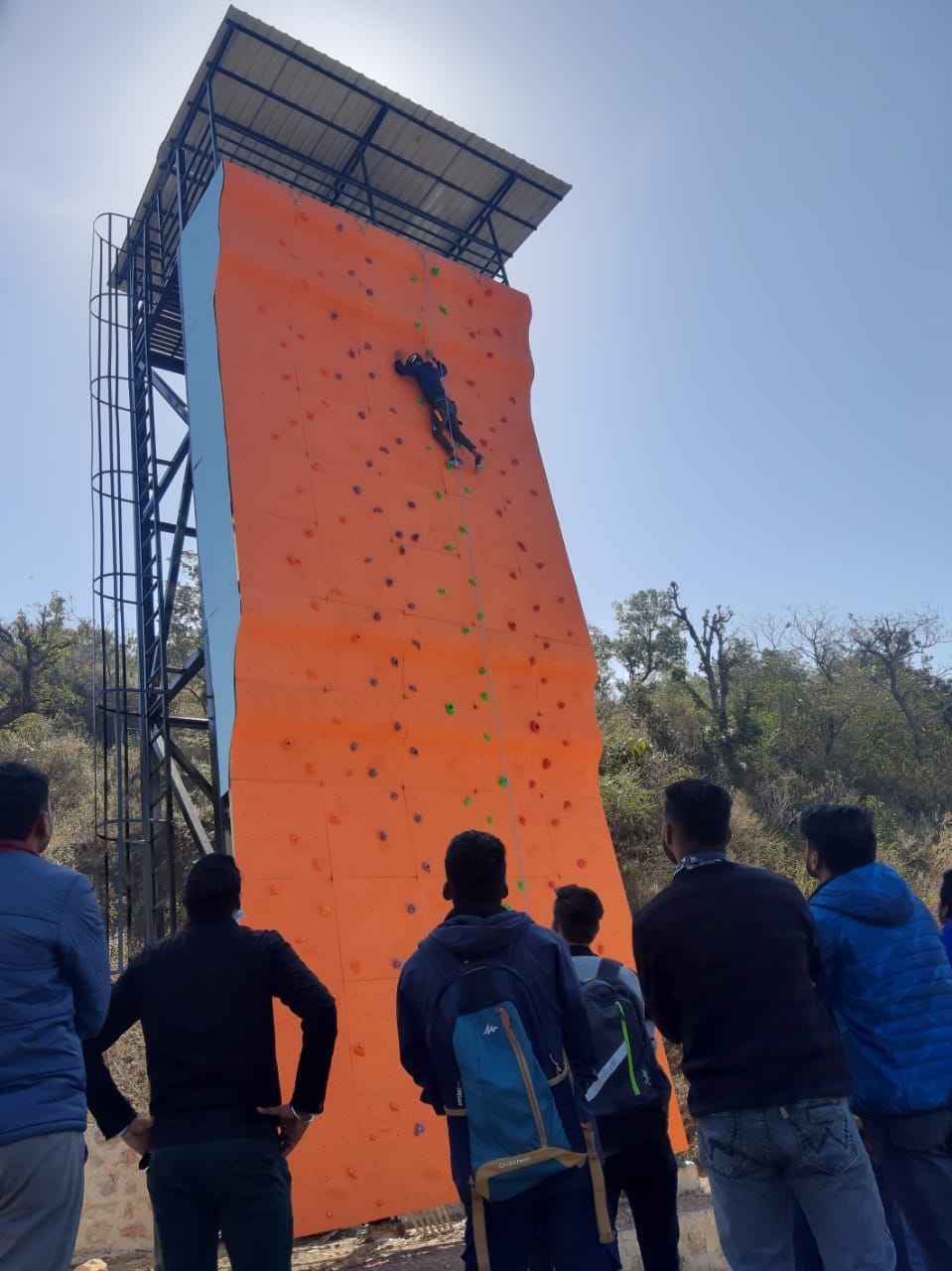 artificial rock wall made in narendranagar college