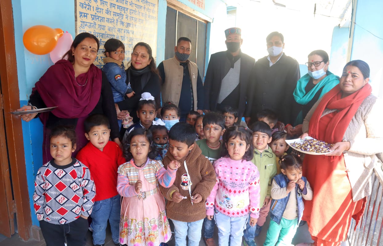 The faces of the children blossomed upon reaching the Anganwadi center