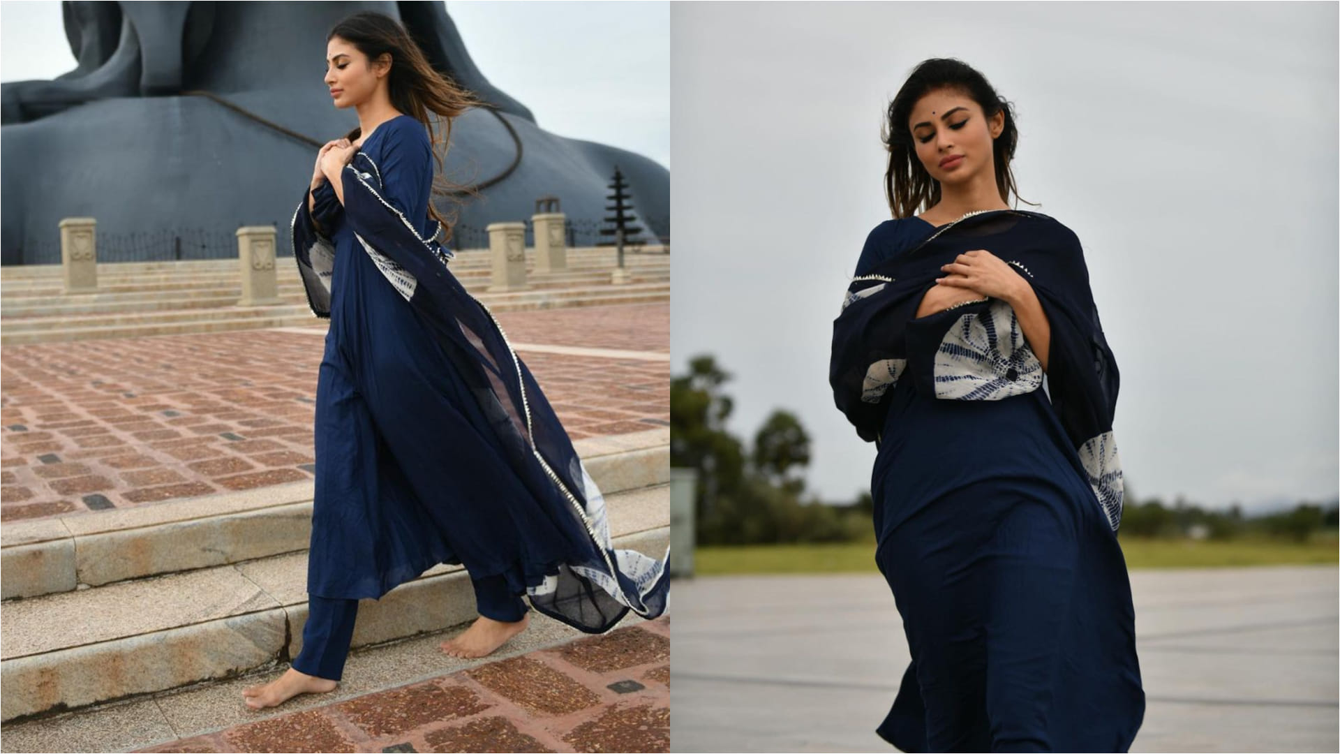 new bride take inspiration from mouni roy orange anarkali kurta with palazzo