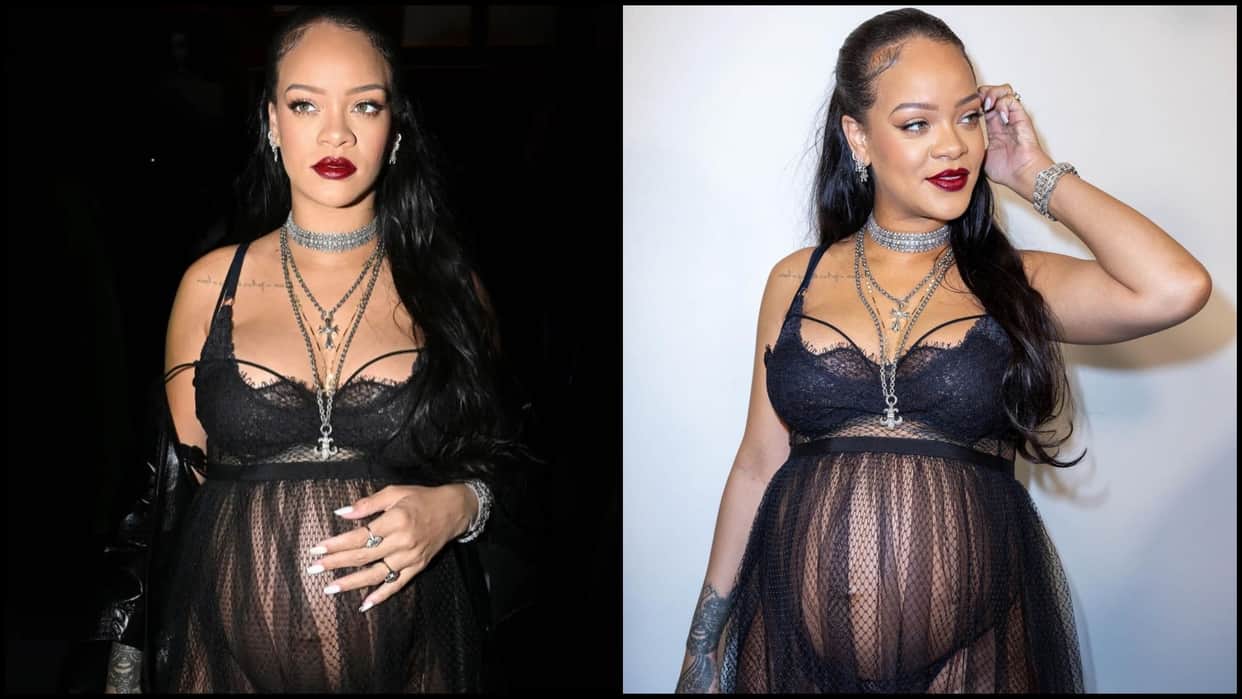 Singer Rihanna surprised everyone by flaunting baby bump in sheer black dress in Paris fashion week