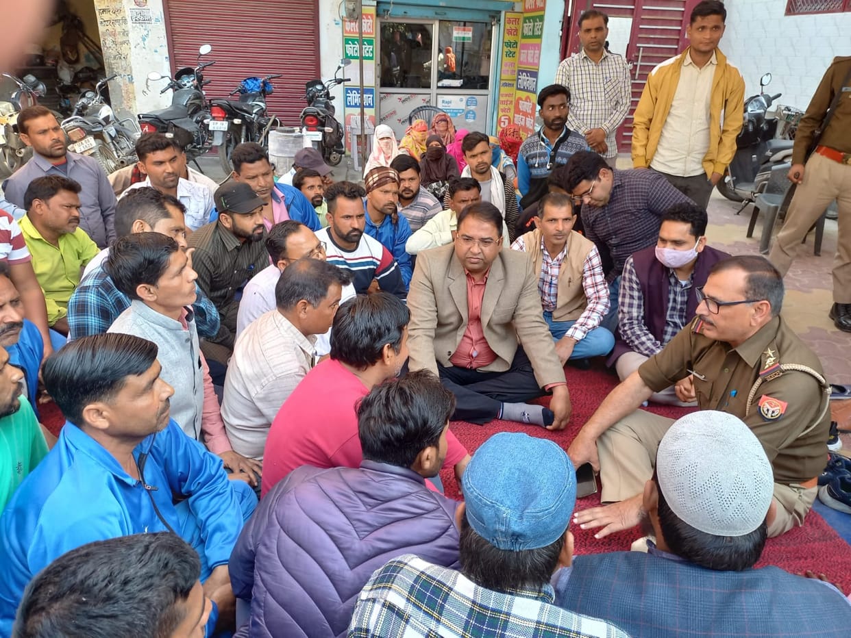 Sanitation workers sitting on dharna after stopping the cleaning system