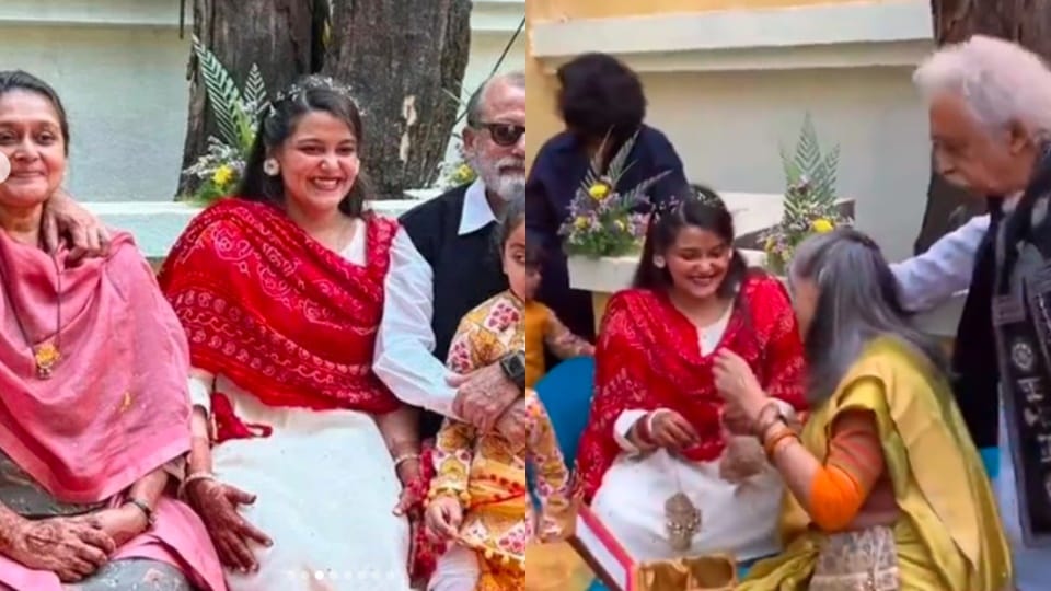 fans love naseeruddin shah einstein look in Sanah Kapoor Mayank Pahwa Wedding