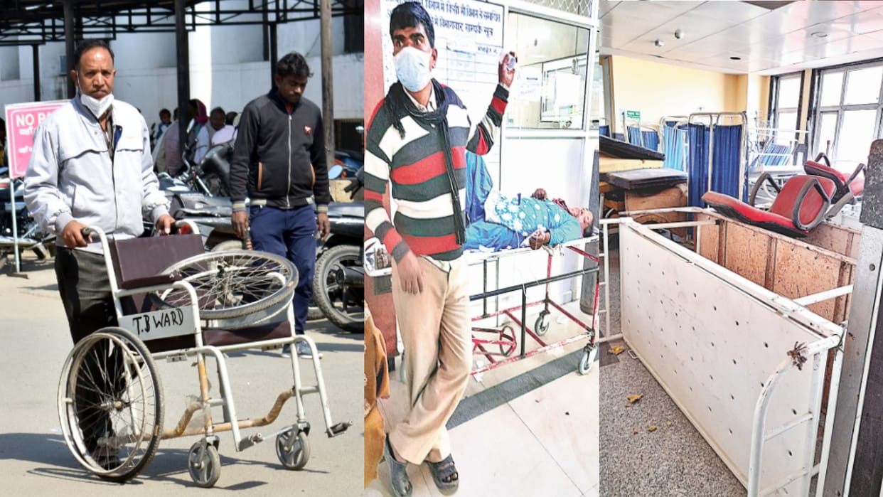 Meerut Hospitals lift do not take patients, stretchers are locked