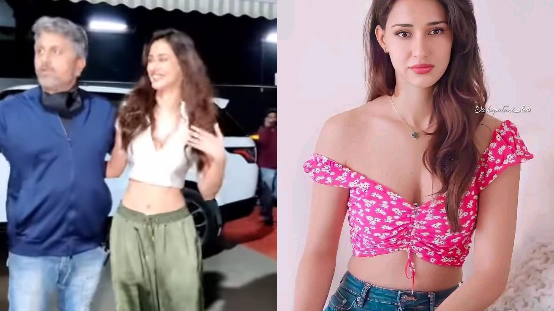 disha patani flaunts slim waist in crop top with loose fitting pants