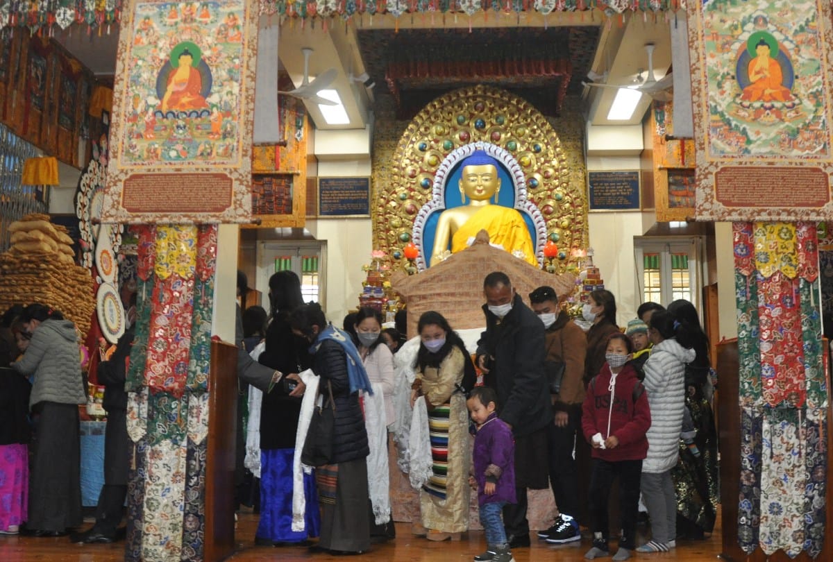 Tibetan New Year 2022 Losar started with prayer in Buddhist temple McLeod Ganj