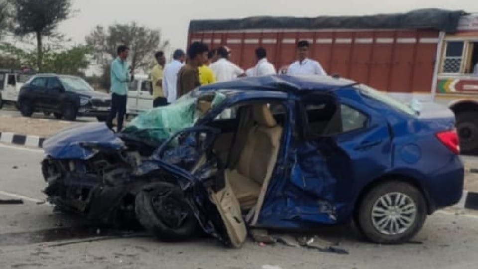 Jodhpur news Mother and son dies in road accident father injured