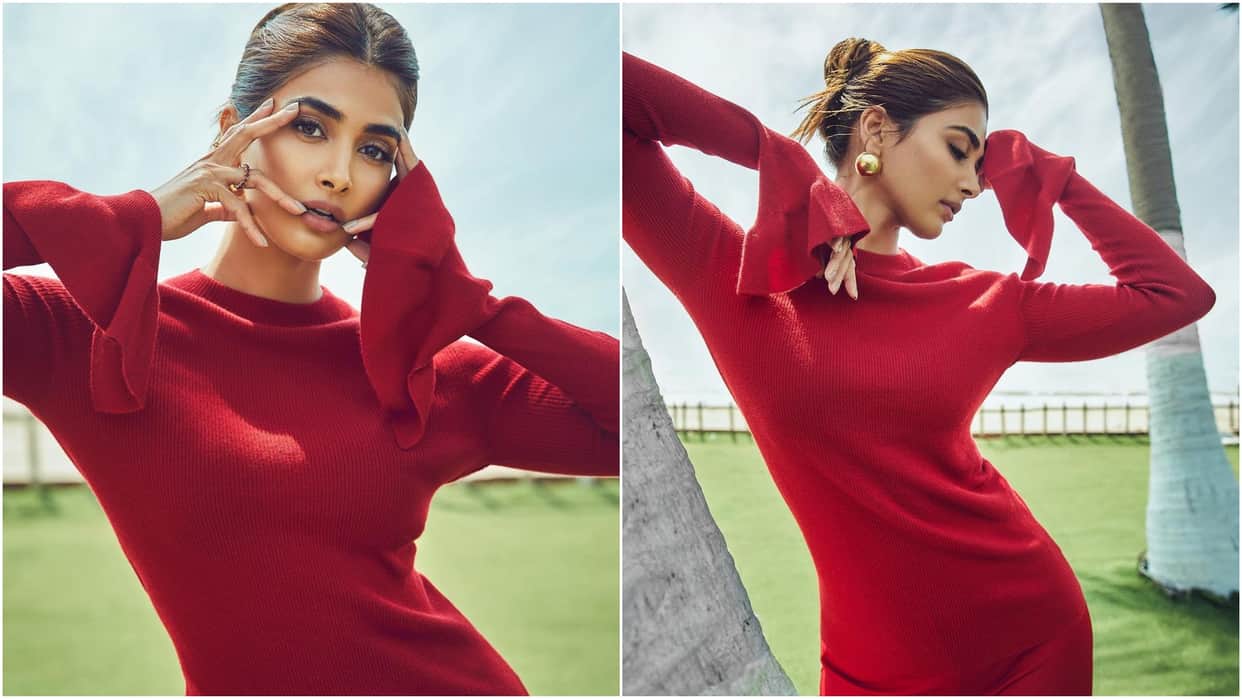 Radhe shyam: Pooja Hegde shared her latest photos on instagram fans loved the actress photoshoot in red outfit