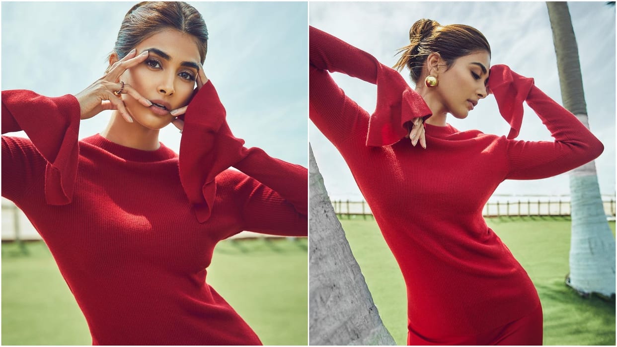 Radhe shyam: Pooja Hegde shared her latest photos on instagram fans loved the actress photoshoot in red outfit