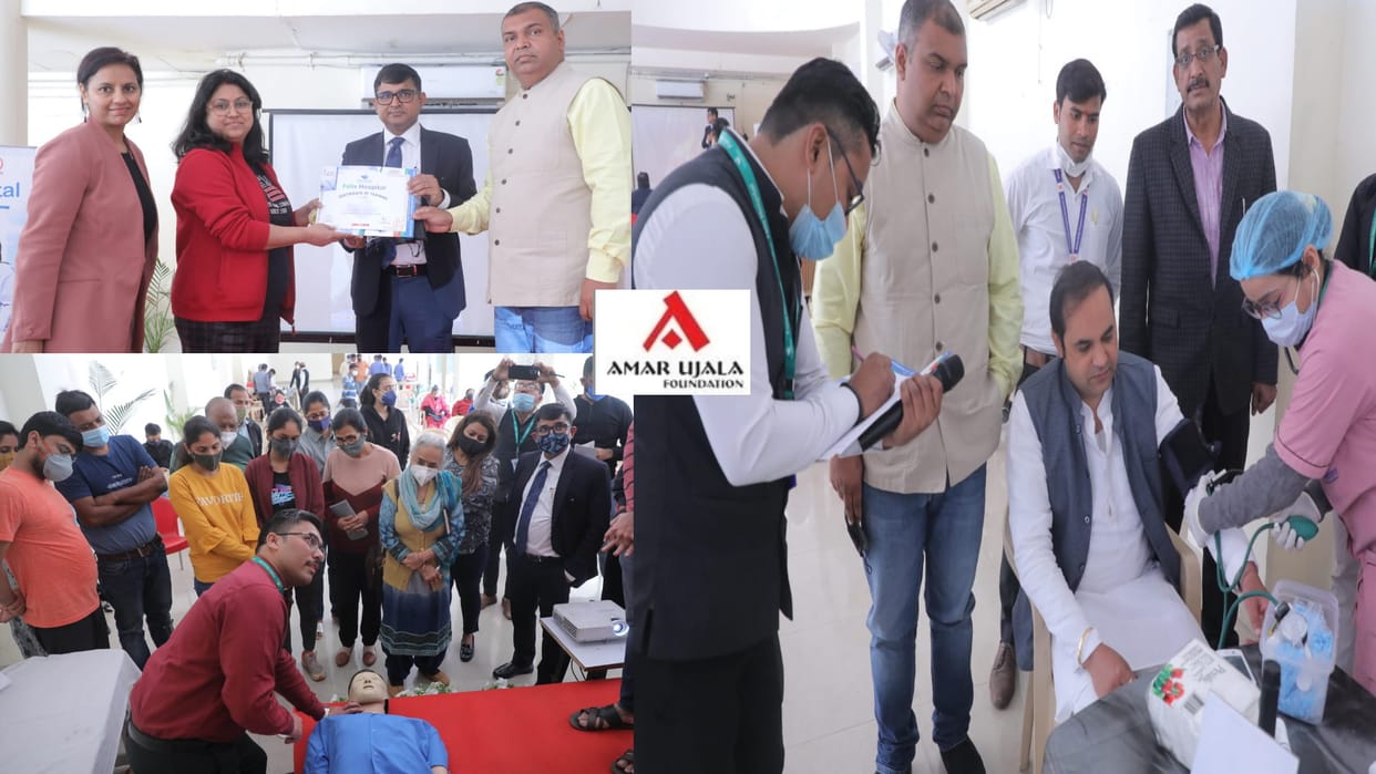 Free health camp in Noida sector 93 by amar ujala foundation 57 people got check up
