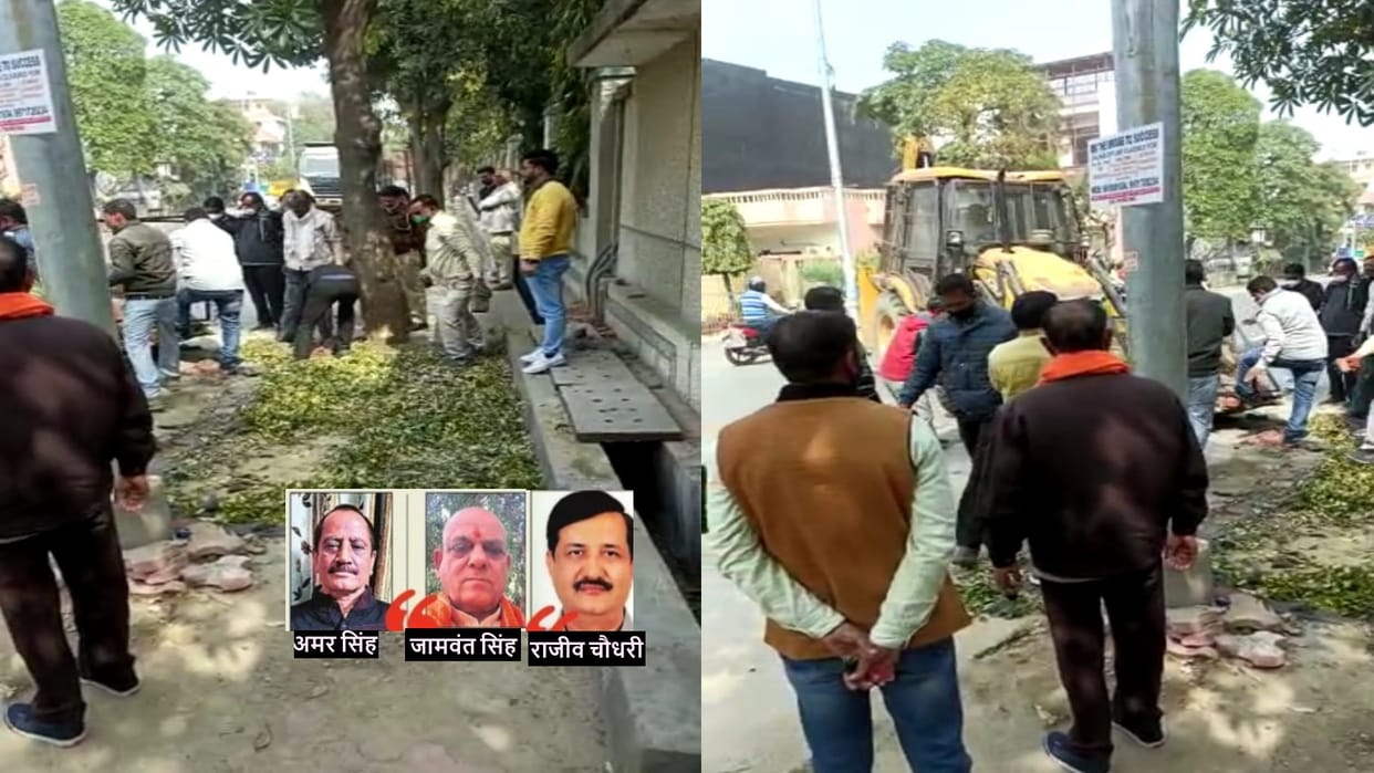 Noida authority breaks frames to keep dried leaves outside some societies