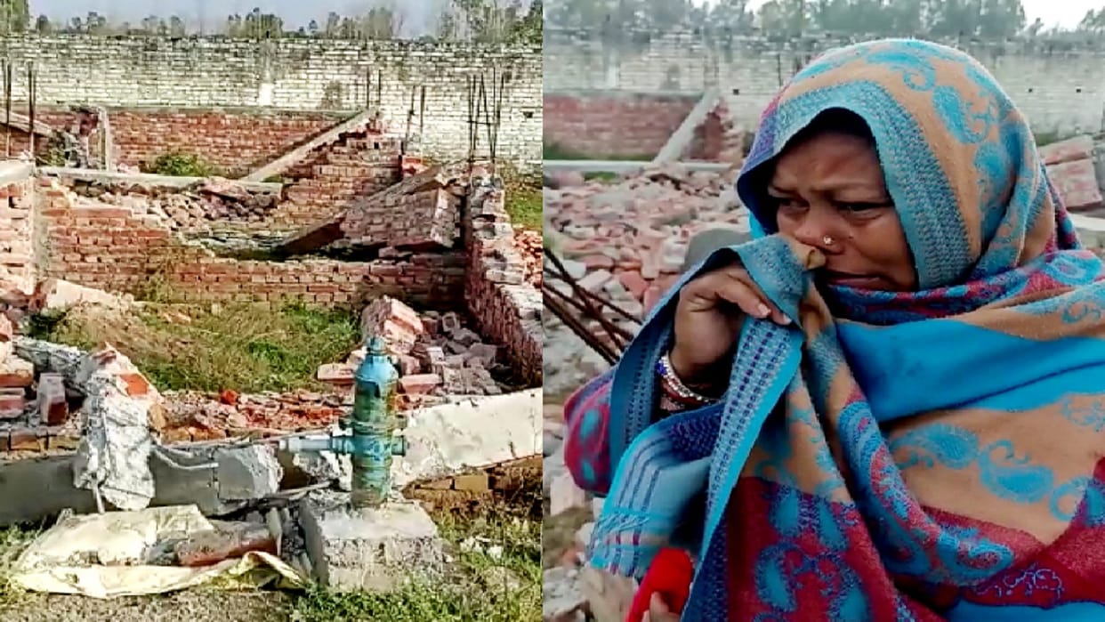 Saharanpur News: house being built under Prime Minister Housing Scheme was demolished by JCB