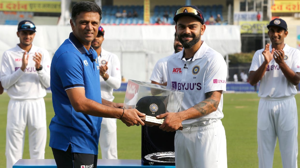 Rahul Dravid gives Special cap to Virat Kohli on hundredth test