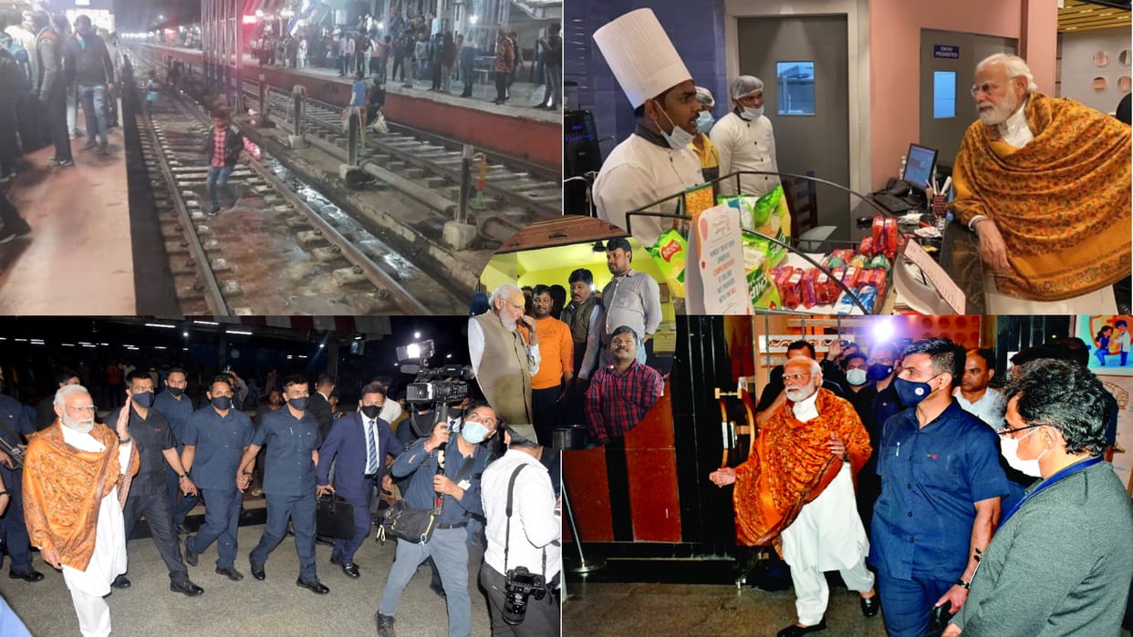UP Chunav 2022 PM Modi In Varanasi today Passengers jump on track to catch Prime Minister Narendra Modi glimpse see photos