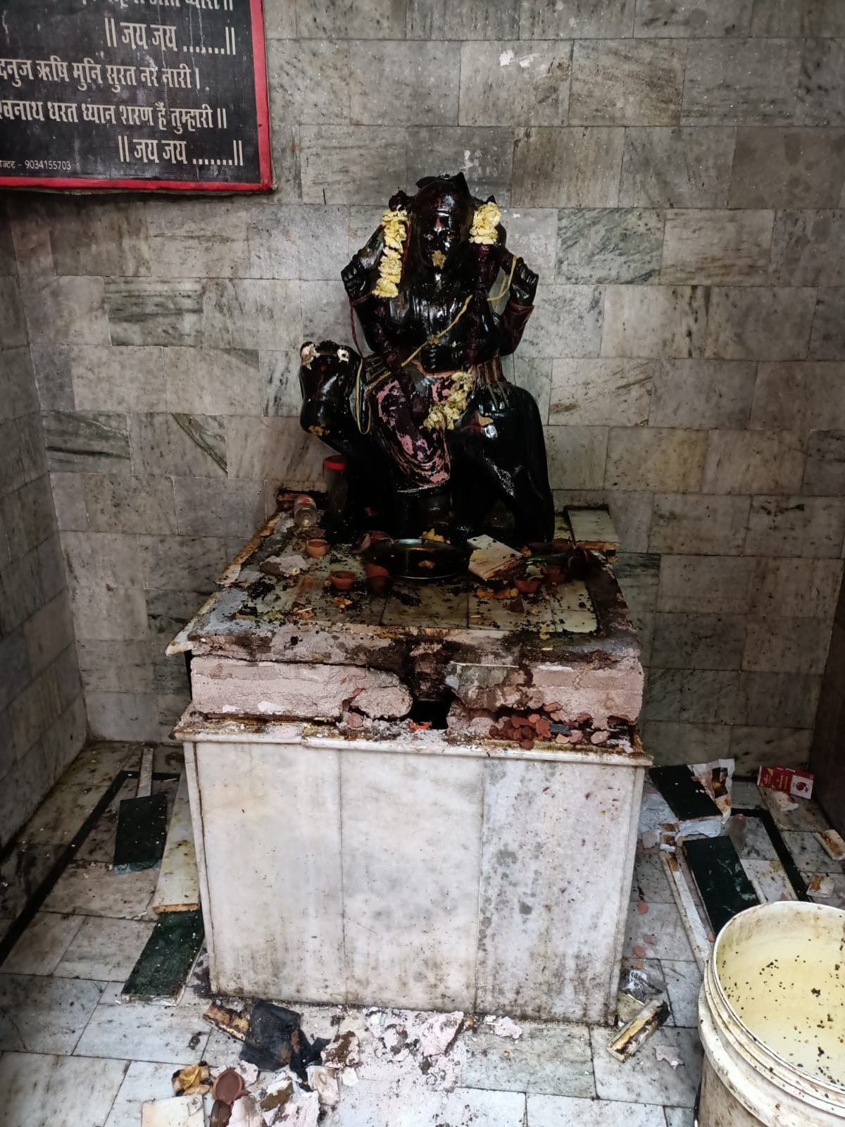 Temple vandalized, statues and idols destroyed