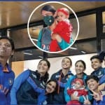 बिस्माह मारूफ की बेटी के साथ भारतीय महिला टीम