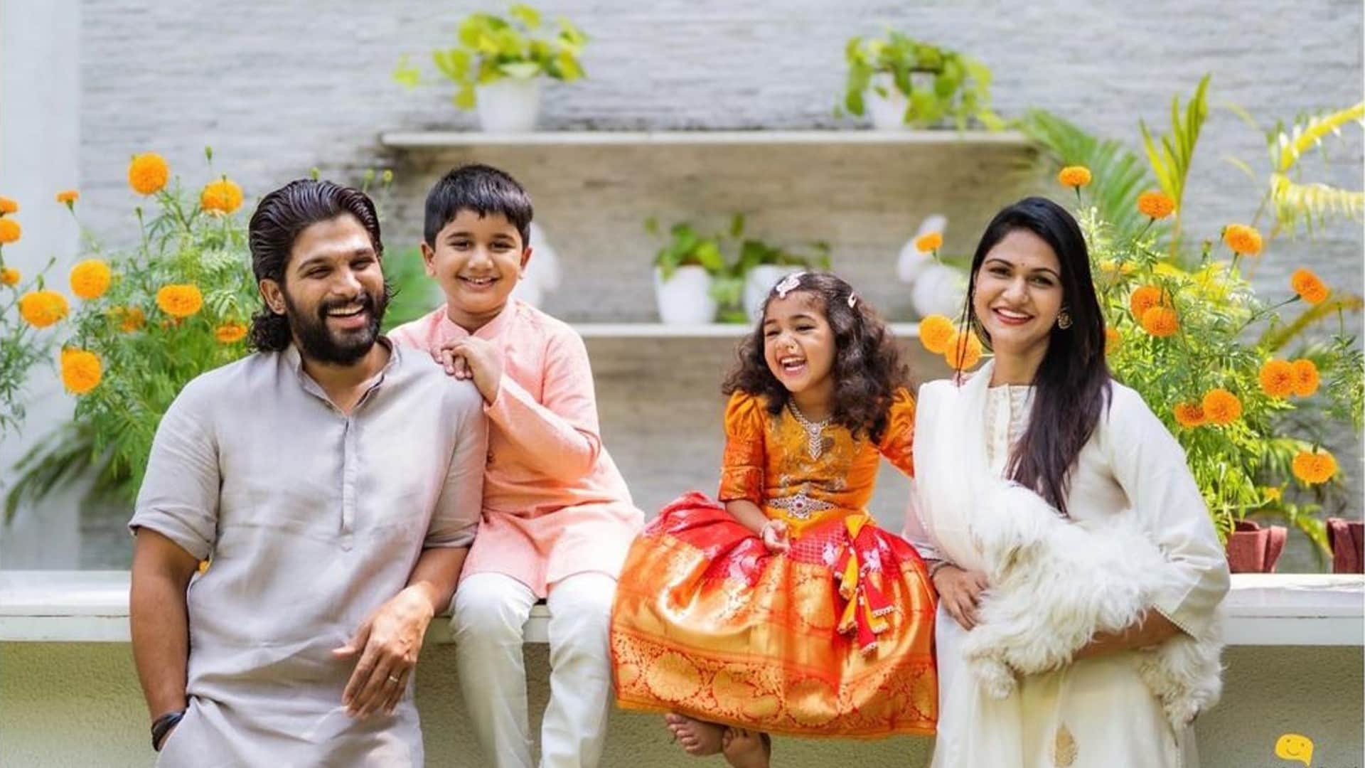 allu arjun celebrate 11th wedding anniversary with wife  and children see pics
